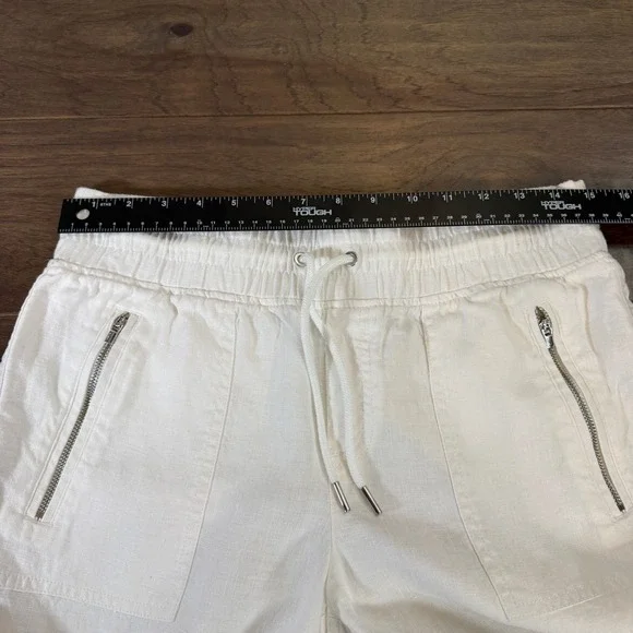 Athleta Cabo‎ Linen Wide Leg Pants Elastic Waist Drawstring Zip Pockets Size 6 - Picture 5 of 9